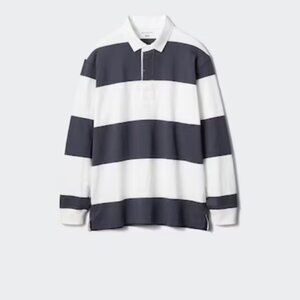 👚 Uniqlo JW Anderson Oversized Rugger Polo Shirt Navy Striped Size XXS